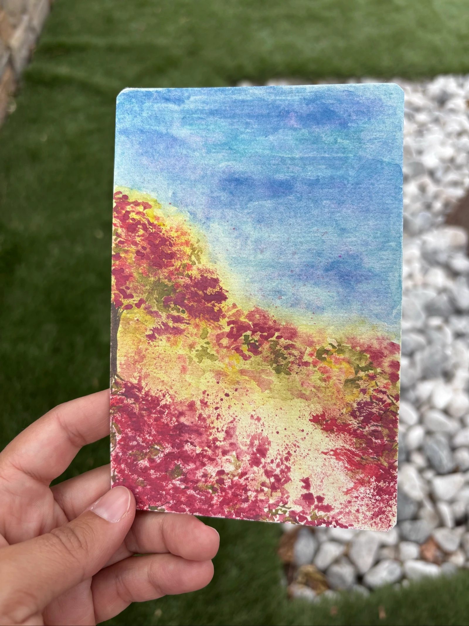 Watercolor landscape painting card – photo 2